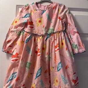 Pink Chicken Multicolor Leaf Print Dress